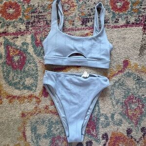 Light Blue Textured Swimsuit- one pad missing